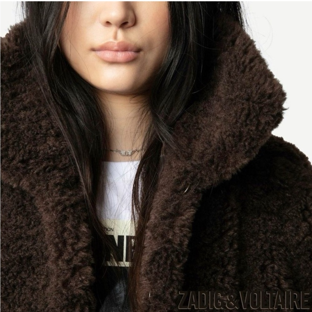 Zadig & Voltaire Dark Brown Teddy Jacket - Picture 2 of 16